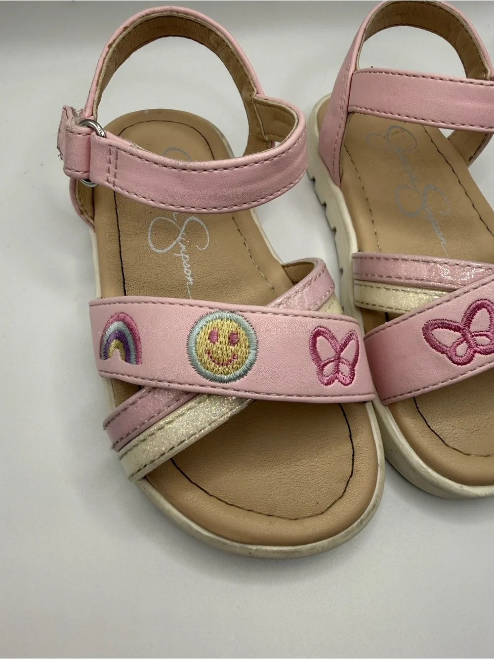 Jessica Simpson Pink Butterfly & Smiley Strap Sandals